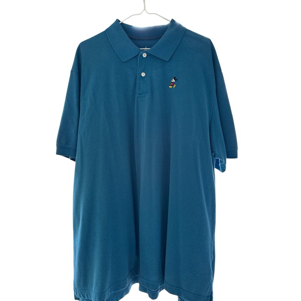 Disney Parks Blue Polo Golf Shirt Mickey Mouse Embroidered Collared Men Size XL